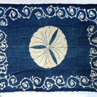 Cotton gingko pattern within a flower arabesque pattern. (4 fabrics sewn together)