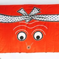 Vermilion cotton fabric with octopus pattern wearing hachimaki.