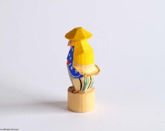 笹野一刀彫　笠かぶり（青） - Image 4