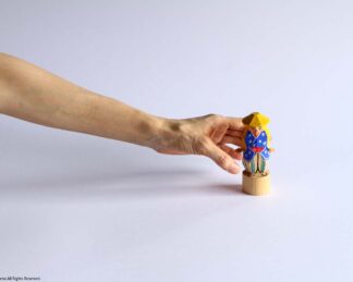 笹野一刀彫　笠かぶり（青） - Image 7