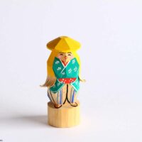 笹野一刀彫 笠かぶり(緑)